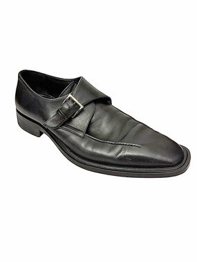 Via Spiga Men’s Monk Strap Black Leather Slip-On Shoes Italy Size 13 EUC